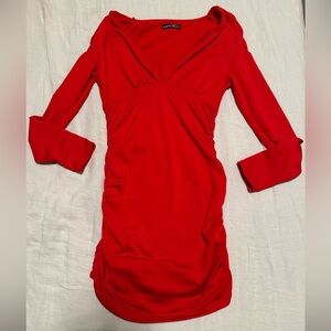 Red fleece lined fitted dress